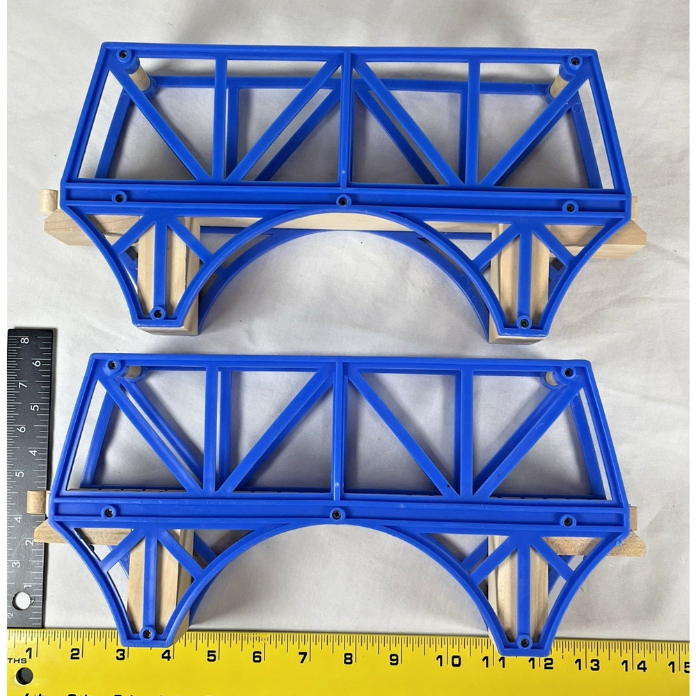 Thomas & Friends Wooden Train Railway Sodor Bay Blue Suspension Bridge x2 Vtg - Picture 2 of 5